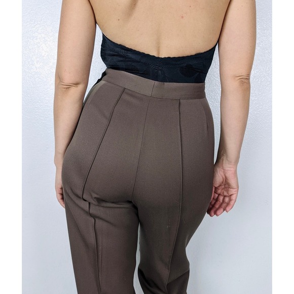 size 26/27 vintage 90s Mocha GIORGIO ARMANI high waisted TROUSERS designer pants - Picture 6 of 10